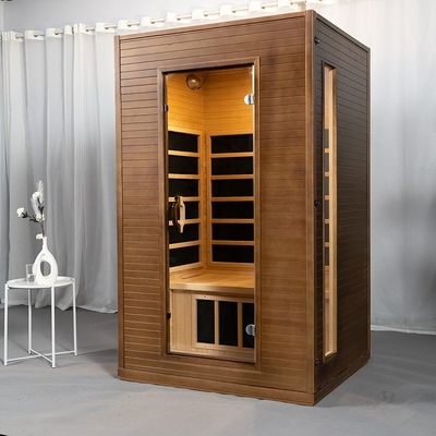 Kapalı Masif Ahşap Karbon Panel Isıtıcı Uzak Kızılötesi 2 Kişilik Sauna Odası