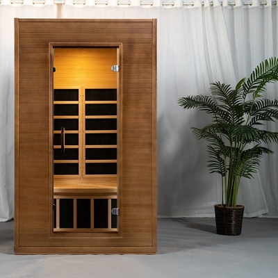 Kapalı Masif Ahşap Karbon Panel Isıtıcı Uzak Kızılötesi 2 Kişilik Sauna Odası