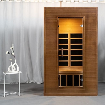 Daire Kapalı Karbon Fiber Isıtıcılar Ahşap Kızılötesi Sauna Odası Hemlock