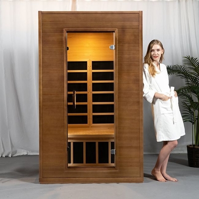 Daire Kapalı Karbon Fiber Isıtıcılar Ahşap Kızılötesi Sauna Odası Hemlock