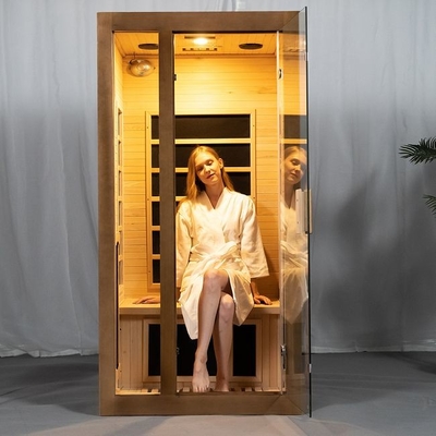 Hemlock Ahşap Kapalı Ev Tam Spektrumlu Sauna 2 Kişi Boyutu OEM Kabul Edilebilir