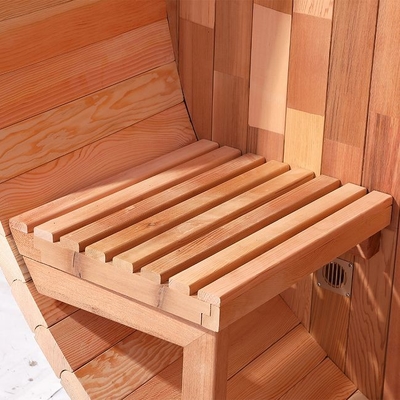Berrak Kırmızı Sedir Ağacı Elektrikli Isıtıcı Islak Buhar Panoramik Görünümü Sauna Dış Mekan