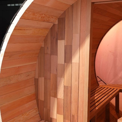 Masif Ahşap Dış Mekan Odun Ateşli Soba Varil Panoramik Pencereli Sauna Odası