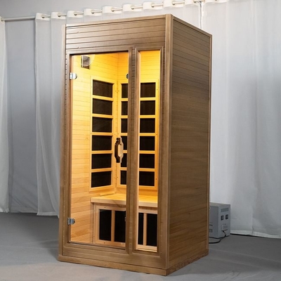Radyant Kapalı Karbon Isıtıcılar Mini Ahşap Kızılötesi Sauna 1 - 2 Kişi