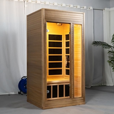 Radyant Kapalı Karbon Isıtıcılar Mini Ahşap Kızılötesi Sauna 1 - 2 Kişi