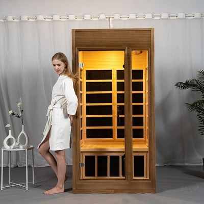 Ahşap Dikdörtgen Ev Sauna Odası Seramik Isıtma ile Sıvılaşmış Cam 0-60 Dakika Zamanlayıcısı