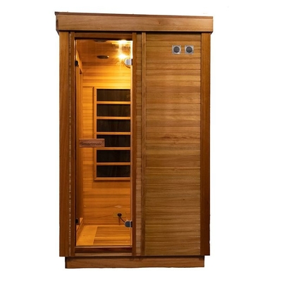 Ev Kapalı Kanada Kırmızı Sedir Ahşap Kızılötesi 4 Kişilik Sauna Odası