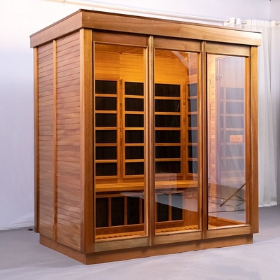 Ev Kapalı Kanada Kırmızı Sedir Ahşap Kızılötesi 4 Kişilik Sauna Odası