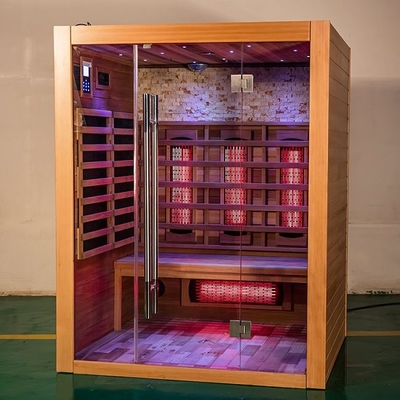 Masif Ahşap Kırmızı Sedir Lüks Kapalı Tam Spektrum Sauna Odası 3 Kişilik
