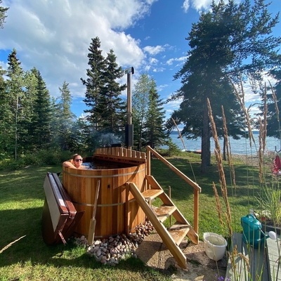 Cedar Wood Jakuzi Buharlı Sauna Odası Odun Sobalı