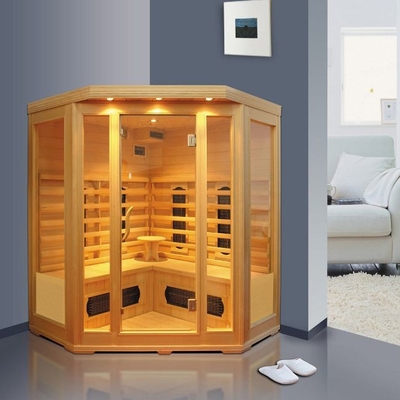 Kırmızı Sedir Ağacı Kapalı Seramik Isıtıcı Kızılötesi Sauna Odası Modern Tasarım