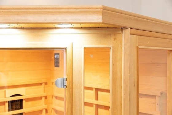 Kanadalı Hemlock Oturma Odası Köşe Kızılötesi Sauna Odası 3 ~ 4 Kişi Kullanımı