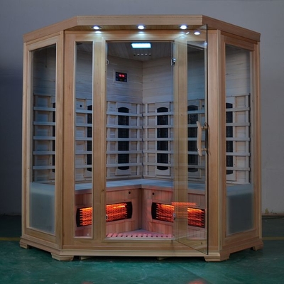 Kanadalı Hemlock Oturma Odası Köşe Kızılötesi Sauna Odası 3 ~ 4 Kişi Kullanımı