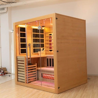 Masif Ahşap Hemlock Kapalı Kombinasyon Kızılötesi Buharlı Sauna 4 Kişilik