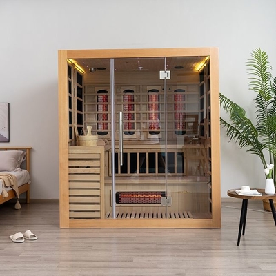 Masif Ahşap Hemlock Kapalı Kombinasyon Kızılötesi Buharlı Sauna 4 Kişilik