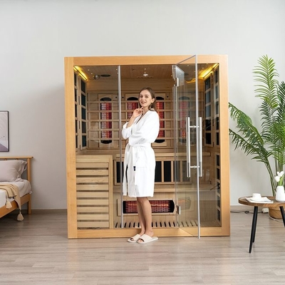 Masif Ahşap Hemlock Kapalı Kombinasyon Kızılötesi Buharlı Sauna 4 Kişilik