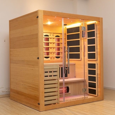 Masif Ahşap Hemlock Kapalı Kombinasyon Kızılötesi Buharlı Sauna 4 Kişilik