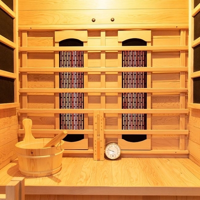 Kapalı Ahşap Küçük Kızılötesi &amp; Buhar Kombinasyonu Sauna 2 Kişilik