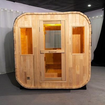 Morden Geniş Uzay Küpü İki Odalı Geleneksel Buharlı Açık Sauna Ocaklı