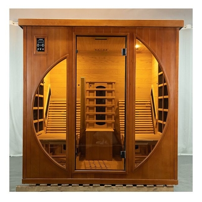 Karbon Panel Isıtıcı Hemlock Ahşap Kapalı Recliner Uzak Kızılötesi Sauna 2 Kişi