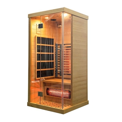Lüks Katı Ahşap Kanada Hemlock 1 Kişi Ev Kızılötesi Sauna Ahşap Küçük