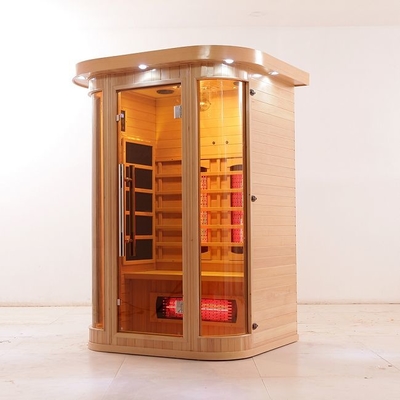 Deluxe Masif Ahşap Tam Spektrumlu ve Karbon Isıtıcı 2 Kişilik Kızılötesi Sauna Kapalı