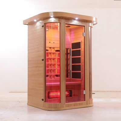 Deluxe Masif Ahşap Tam Spektrumlu ve Karbon Isıtıcı 2 Kişilik Kızılötesi Sauna Kapalı