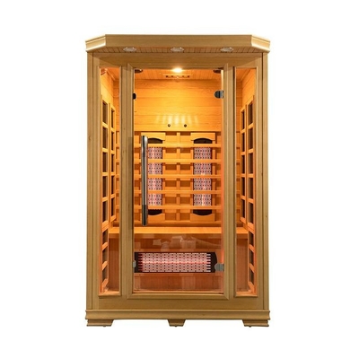 Ahşap Kapalı 1750W 2 Kişilik Kızılötesi Sauna Düşük EMF