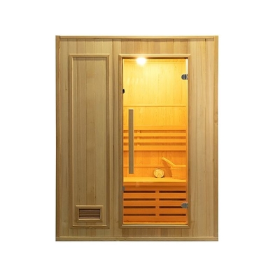 Ev Küçük Ahşap Geleneksel Buhar 2 Kişilik Sauna, 3KW Elektrikli Ocaklı