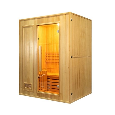 Ev Küçük Ahşap Geleneksel Buhar 2 Kişilik Sauna, 3KW Elektrikli Ocaklı