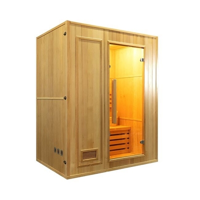 Ev Küçük Ahşap Geleneksel Buhar 2 Kişilik Sauna, 3KW Elektrikli Ocaklı