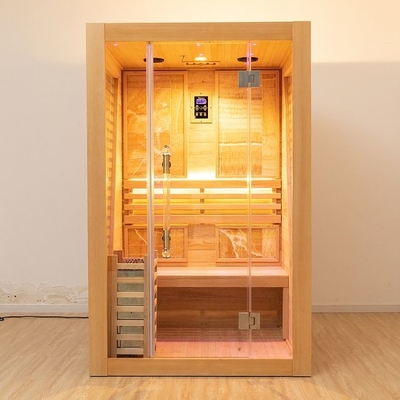 Kapalı 3KW Hemlock Ahşap Geleneksel Buhar 2 Kişilik Sauna Odası Lüks