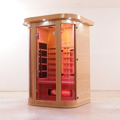 1750W Kapalı Masif Ahşap Tam Spektrumlu Kızılötesi Ev Sauna Odası 2 Kişi
