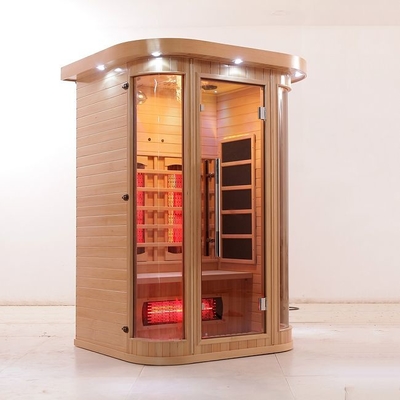 1750W Kapalı Masif Ahşap Tam Spektrumlu Kızılötesi Ev Sauna Odası 2 Kişi