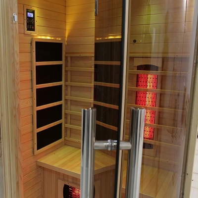 1750W Kapalı Masif Ahşap Tam Spektrumlu Kızılötesi Ev Sauna Odası 2 Kişi