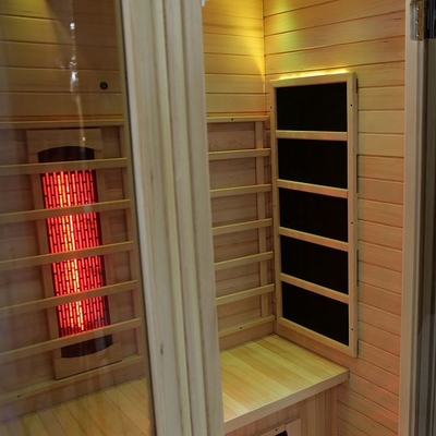 1750W Kapalı Masif Ahşap Tam Spektrumlu Kızılötesi Ev Sauna Odası 2 Kişi