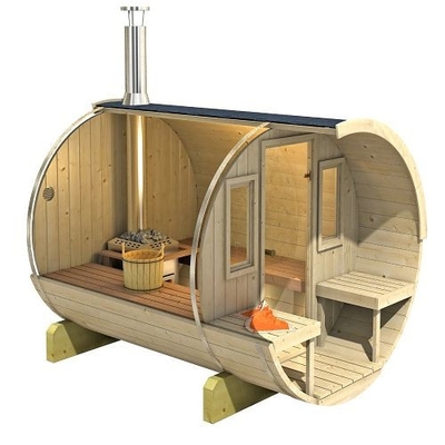 Soba Isıtıcılı Lüks ve Konfor Fin Açık Ahşap Varil Sauna