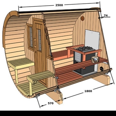 Soba Isıtıcılı Lüks ve Konfor Fin Açık Ahşap Varil Sauna