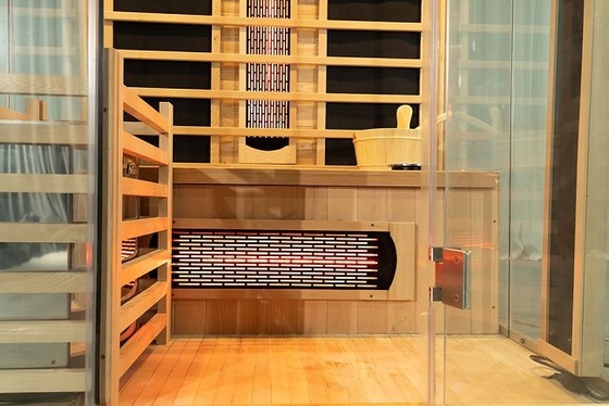 Tam Spektrum Ve Soba Isıtıcı Ahşap Kapalı Kızılötesi Buhar Sauna Kombinasyonu