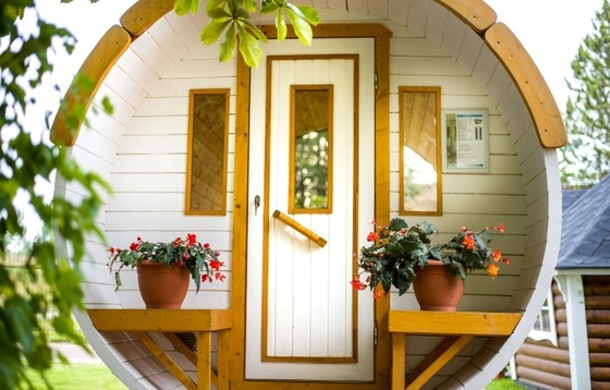 Kuru Açık Fin Sedir Bahçe Ahşap Fıçı Sauna Odası Geleneksel