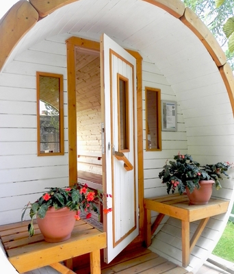 Kuru Açık Fin Sedir Bahçe Ahşap Fıçı Sauna Odası Geleneksel