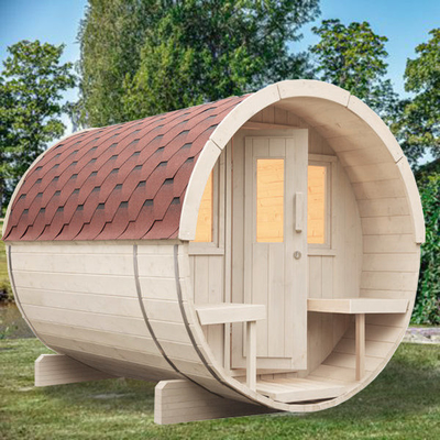 Smartmak 4 - 6 Kişilik Açık Temel Ahşap Varil Elektrikli Sauna Ocaklı Sauna