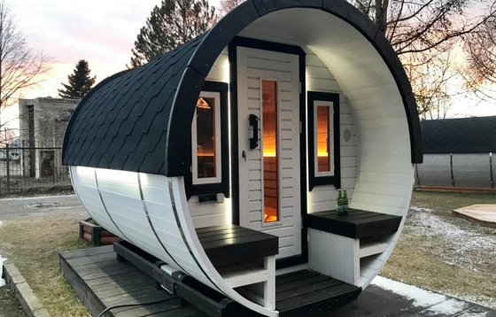 Kurulumu Kolay Red Cedar Barrel Sauna Açık 8 Kişilik