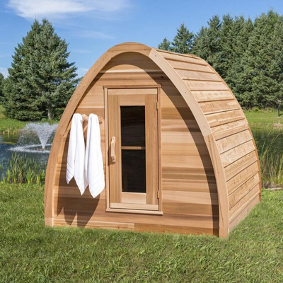 2 - 4 Kişilik Mini Kırmızı Sedir Masif Ahşap Açık Kuru Sauna