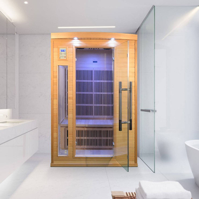 Aile Kapalı Masif Ahşap Karbon Panel Isıtıcı Uzak Kızılötesi Sauna Odası 2 Kişilik