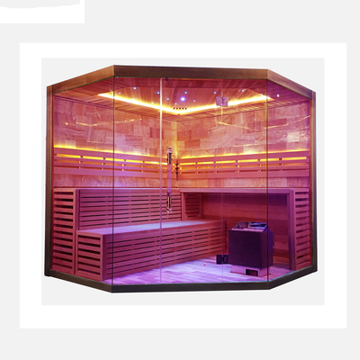 Lüks Hemlock / Kırmızı Sedir Ağacı Kapalı Buhar Sauna Odası 6 Kişilik