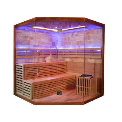 Lüks Hemlock / Kırmızı Sedir Ağacı Kapalı Buhar Sauna Odası 6 Kişilik