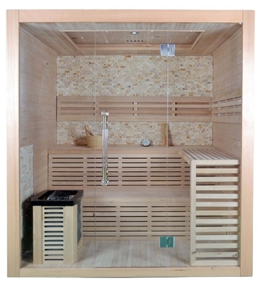 Katı Ahşap Kanada Hemlock Kuru Buhar Sauna Odası 4 Kişi Kapalı Kullanım