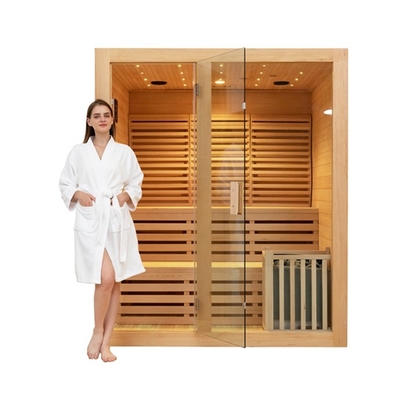 Kanada Hemlock Ahşap Kapalı Geleneksel Buhar Sauna Odası Ev İçin 4 Kişi