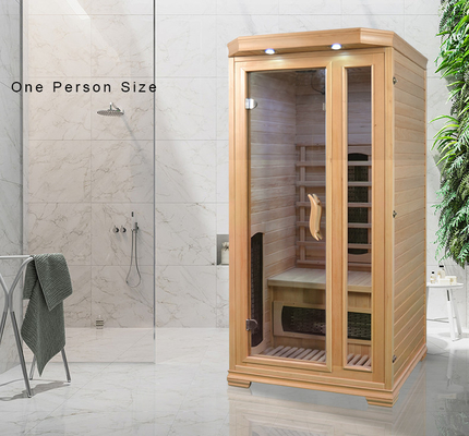 1350W Ahşap Renk Tek Kişilik Ev Sauna Odası 900 * 900 * 1900mm